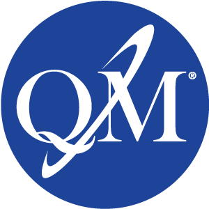 The QM Official Review icon, featuring the letters QM with a planetary ring around them.